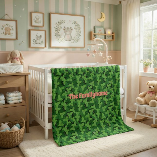 Cobertor De Velo Custom Family Name Blanket with Strawberry Leaves  (Criador carregado)