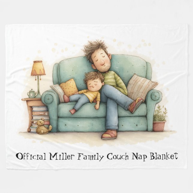 Cobertor De Velo Custom Family Name Nap Blanket (Frente (Horizontal))