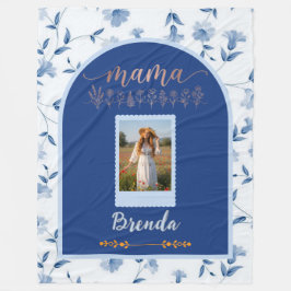 Cobertor De Velo Custom Floral Photo Blanket - "MAMA" Birth Flower 