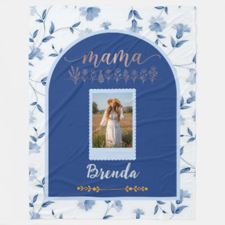 Cobertor De Velo Custom Floral Photo Blanket - "MAMA" Birth Flower 