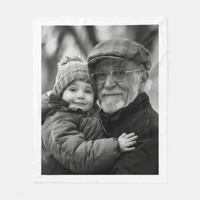 Cobertor De Velo Custom Grandfather Photo Gift from Kids (Frente)
