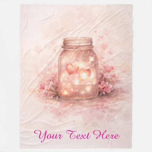 Cobertor De Velo Custom Heart Jar Blanket - Romantic Gift (Frente)