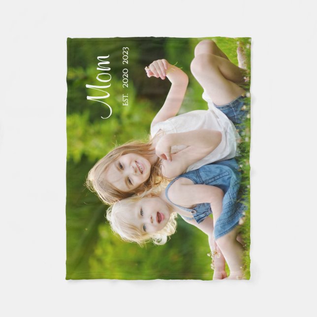Cobertor De Velo Custom Mom Established Modern Script Photo (Frente)