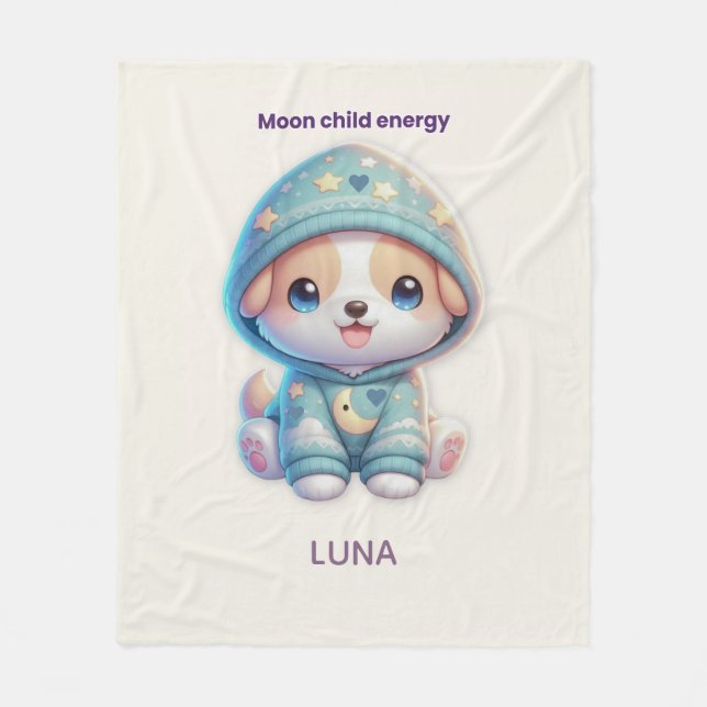Cobertor De Velo Custom Moon Child Energy Dog Blanket (Frente)