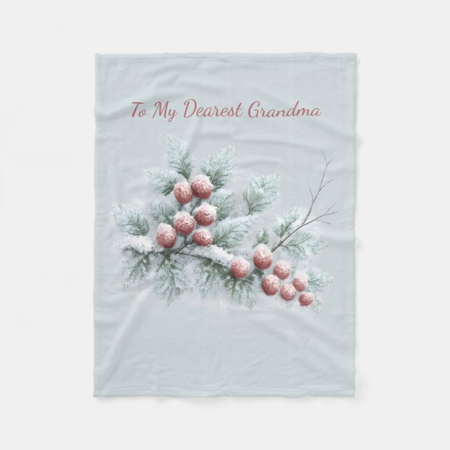 Cobertor De Velo Custom Name Frosted Winter Berry Throw Personalize (Frente)