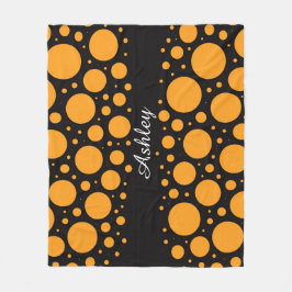Cobertor De Velo Custom Name Pumpkin Circles Fleece Blanket Gift