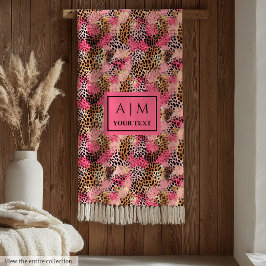 Cobertor De Velo Custom name rose gold watercolor leopard skin