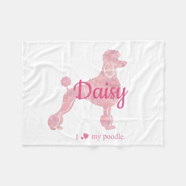 Cobertor De Velo Custom Pastel Pink Poodle Silhouette Blanket (Frente (Horizontal))