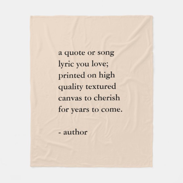 Cobertor De Velo Custom Quote Print  (Frente)