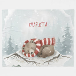 Cobertor De Velo Custom Winter Bear Fleece Blanket