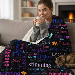 Cobertor De Velo Custom Word Cloud Sherpa Fleece Blanket