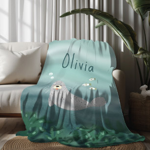 Cobertor De Velo Cuta Sob O Mar Blue Ocean Seal Kids