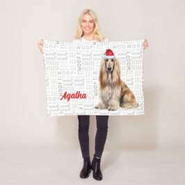 Cobertor De Velo Cute Afghan Hound Dog with Name Christmas Holiday