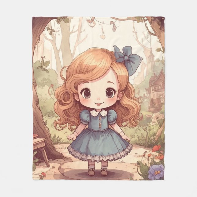 Cobertor De Velo Cute Alice in Wonderland Whimsical Woodland Art (Frente)