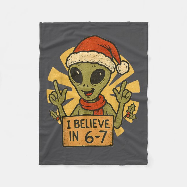Cobertor De Velo Cute Alien I Believe In 6-7 Christmas Holiday Desi (Frente)