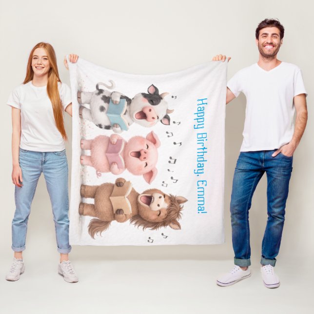 Cobertor De Velo Cute Animals Band Birthday (In Situ)