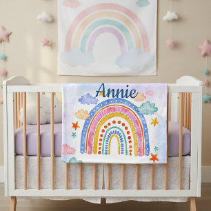 Cobertor De Velo Cute arco-íris pastel personalizado