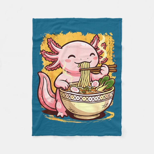 Cobertor De Velo Cute Axolotl Eats Ramen Noodles Axolotls Ramen  (Frente)