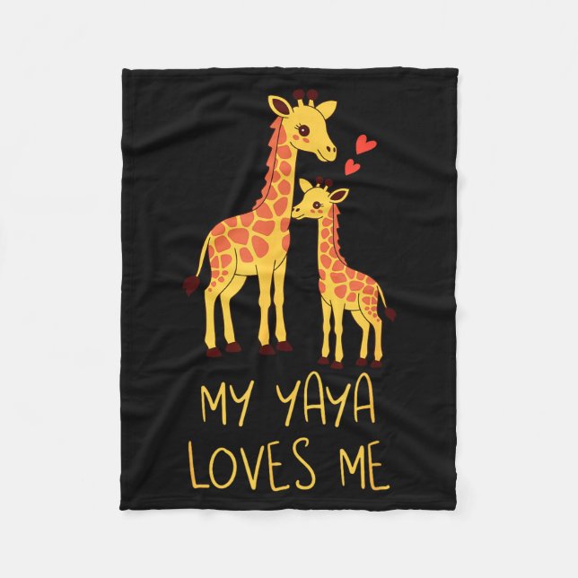 Cobertor De Velo Cute Baby Giraffe And Grandma My Yaya Loves Me  (Frente)
