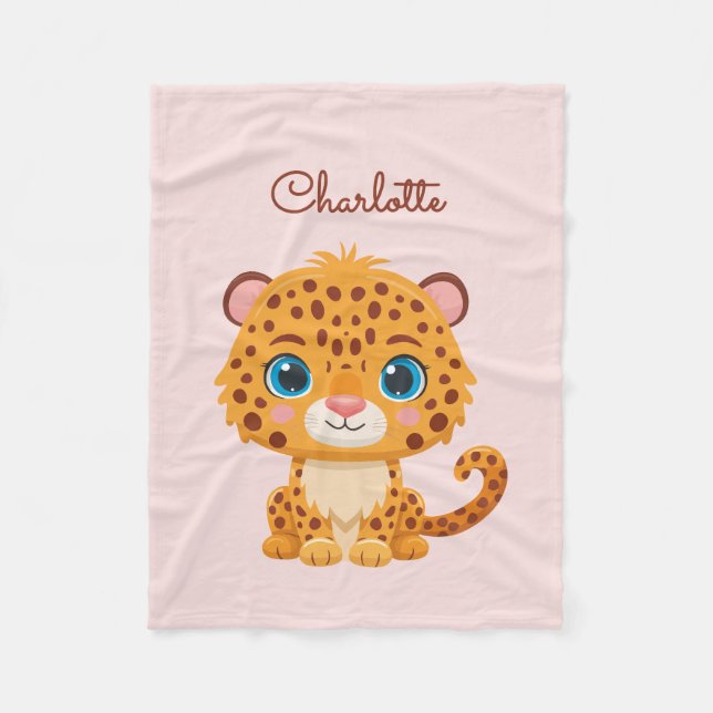 Cobertor De Velo Cute Baby Leopard Safari Animal Kids (Frente)