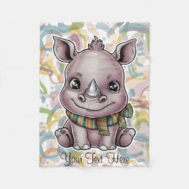 Cobertor De Velo Cute Baby Rhino Nome Personalize