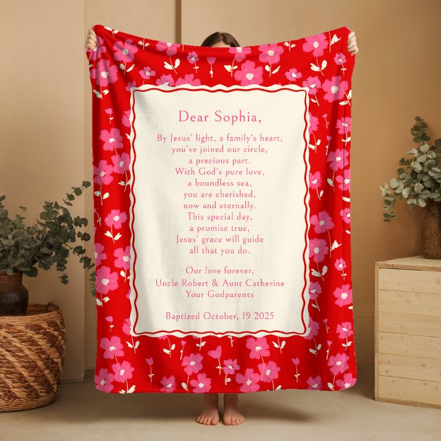 Cobertor De Velo Cute Baptism Floral Fleece Blanket Godparent Gift  (Criador carregado)
