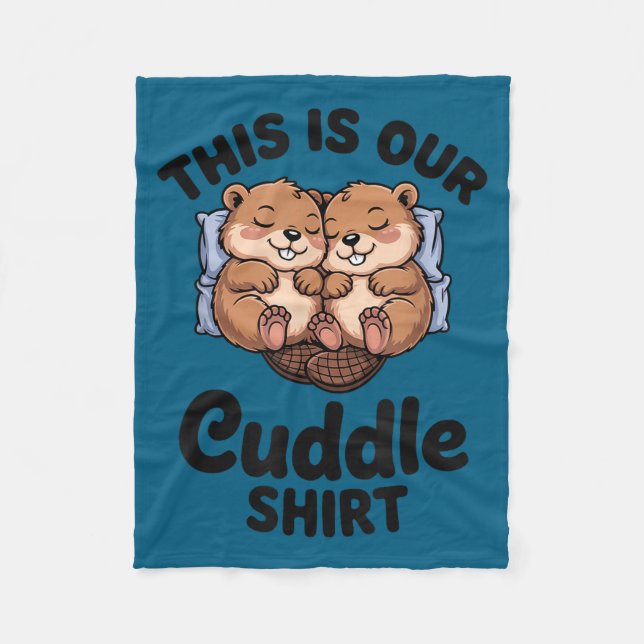 Cobertor De Velo Cute Beavers Holding Hands This Is Our Cuddle  (Frente)