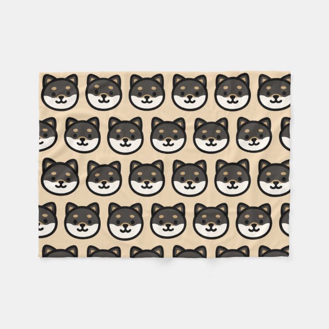 Cobertor De Velo Cute black Shiba Inu Dog Face (Frente (Horizontal))