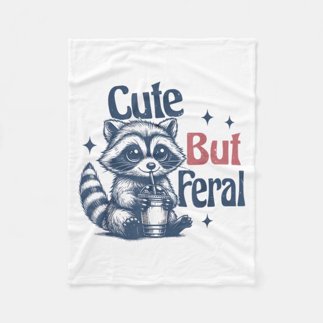 Cobertor De Velo Cute But Feral Raccoon Drinking Boba Toddler Vinta (Frente)