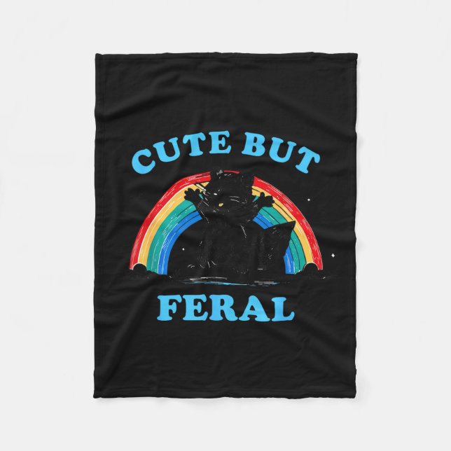 Cobertor De Velo Cute But Feral Raccoon With Rainbow Funny Raccoon  (Frente)