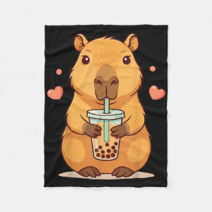 Cobertor De Velo Cute Capybara Boba Tea Bubble Rodent Mulheres Teen