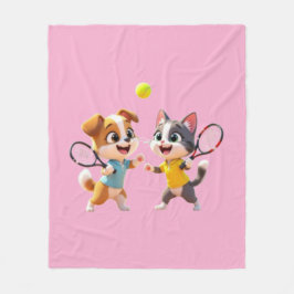 Cobertor De Velo Cute Cartoon Dog and Cat Playing Padel Tennis – Fu