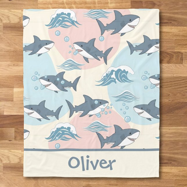 Cobertor De Velo Cute Cartoon Soft Nautical Shark Pattern (Criador carregado)