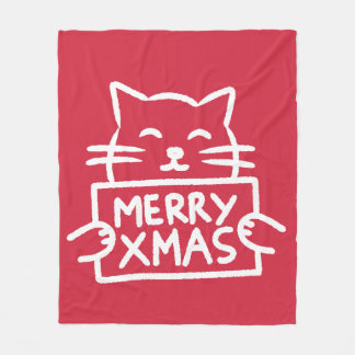 Cobertor De Velo Cute Cat Merry Xmas