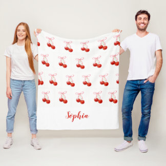 Cobertor De Velo Cute Cherry Coquette Blanket - custom name
