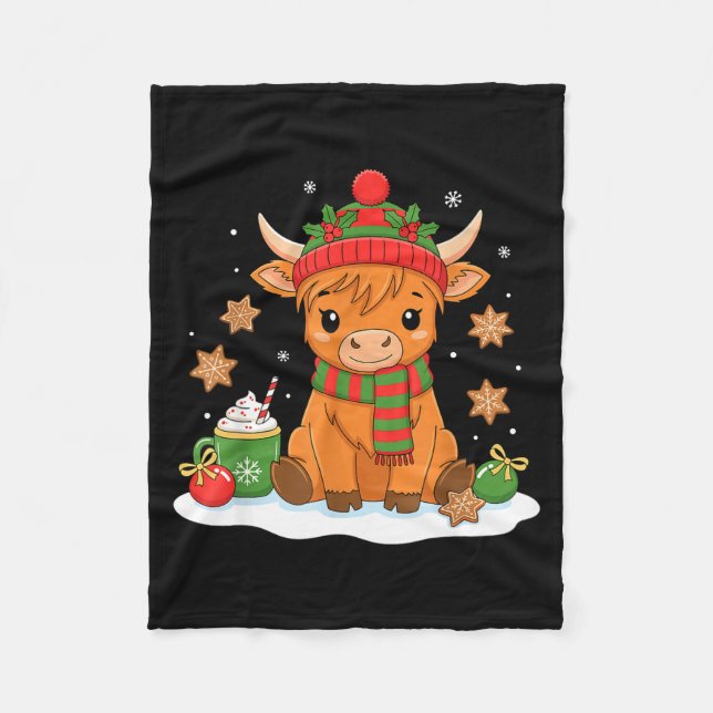 Cobertor De Velo Cute Christmas Highland Cow Lover Xmas Women Farm  (Frente)
