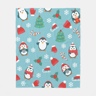 Cobertor De Velo Cute Christmas Penguins Pattern