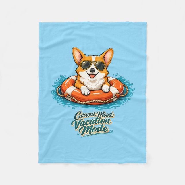Cobertor De Velo Cute Corgi Vacation Mode Illustration - Summer Bea (Frente)