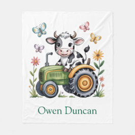 Cobertor De Velo Cute Cow on Tractor Boy Birthday Party Gift