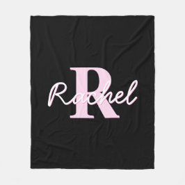 Cobertor De Velo Cute Customizable Monogram | Light Pink & Black