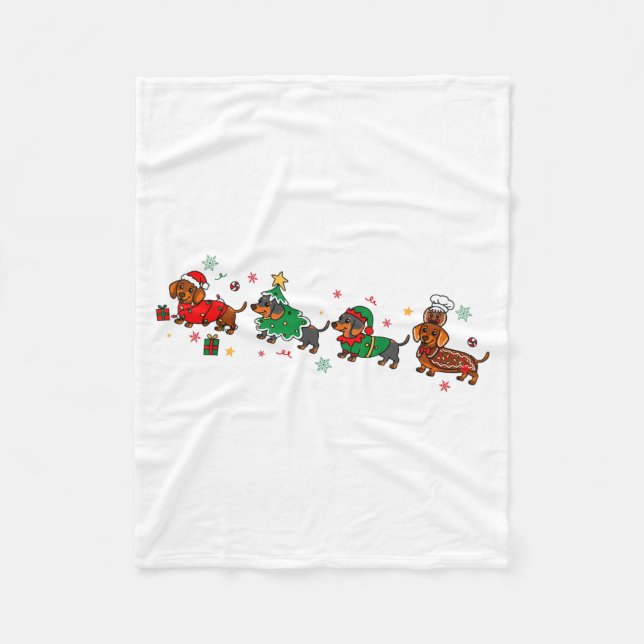 Cobertor De Velo Cute Dachshund Christmas Parade Christmas  (Frente)