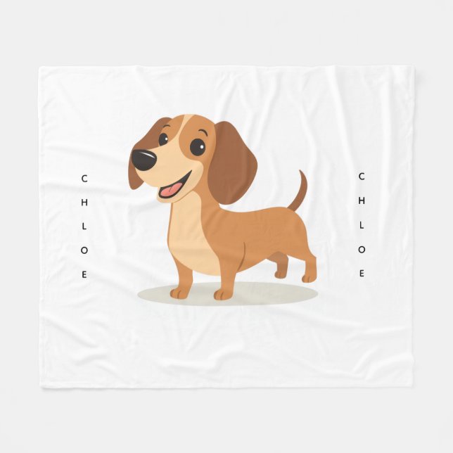 Cobertor De Velo Cute Dachshund Dog Blanket – Cozy Illustrated Pet  (Frente (Horizontal))