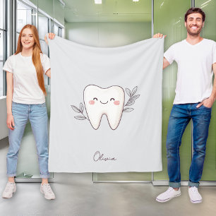 Cobertor De Velo Cute Dental Personalizado Cinza