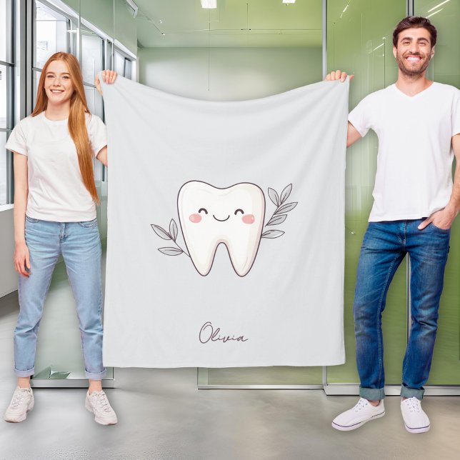 Cobertor De Velo Cute Dental Personalizado Cinza (Criador carregado)