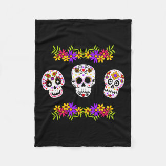 Cobertor De Velo Cute Dia De Los Muertos Crânio de Açúcar e Flores