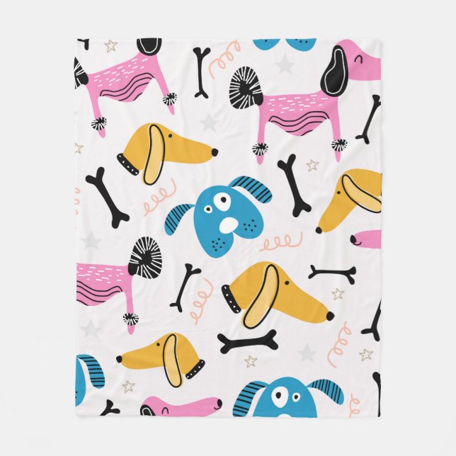 Cobertor De Velo Cute dog pattern with baby animal face drawing sca (Frente)