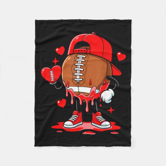 Cobertor De Velo Cute Dripng Football Lover Heart Valentines Day Bo (Frente)