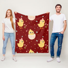 Cobertor De Velo Cute Easter Chick with Pink Bow Seamless Pattern 