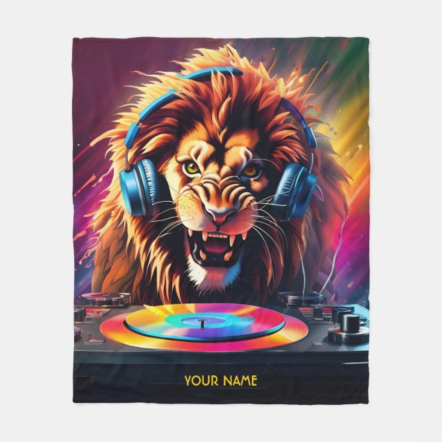 Cobertor De Velo Cute Fantasy Lion DJ Vinyl (Frente)