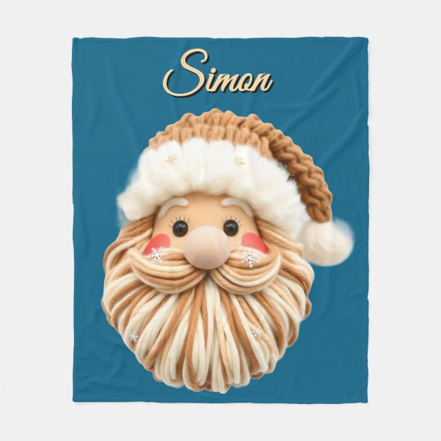 Cobertor De Velo Cute Faux Yarn Christmas Santa crochet  (Frente)